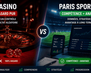 Différence entre paris sportifs et casino — compétence vs hasard pur en 2026