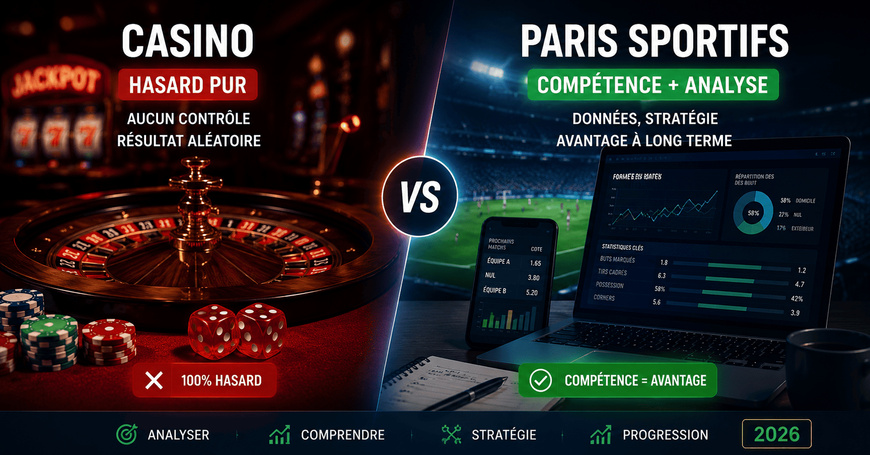 Paris sportifs vs casino : quelle est la vraie différence en 2026 ?
