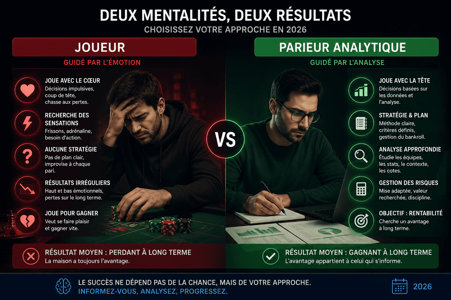 Profil joueur de casino vs parieur analytique — différence de mentalité en paris sportifs 2026
