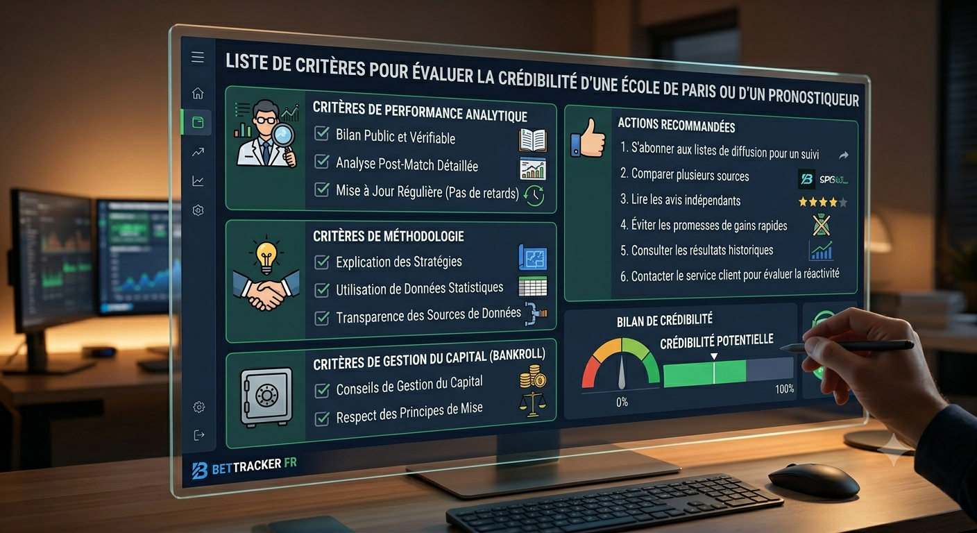 Liste de critères pour évaluer la crédibilité d'une école de paris ou d'un pronostiqueur sportif avant de s'abonner